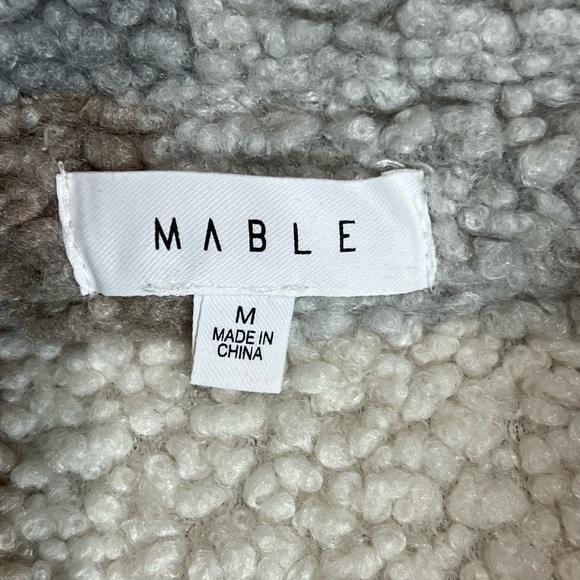 Mable Oversized Plaid Teddy Sherpa Shacket Size Medium, Cream/Gray/Brown - Picture 6 of 8